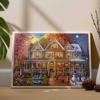 Four Seasons Family Home Jigsaw Puzzle