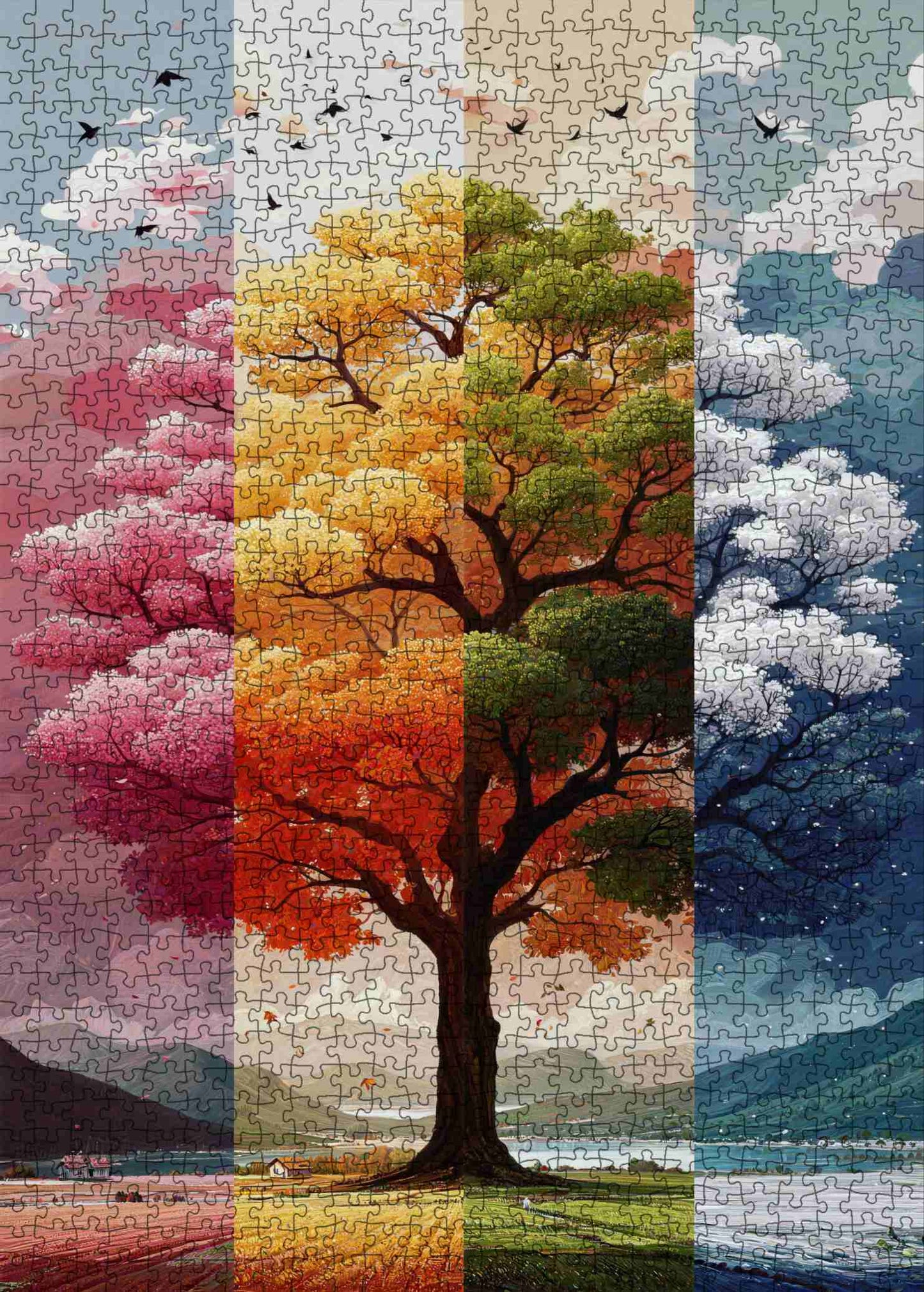 Four Seasons Tree Landscape Jigsaw Puzzle