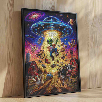 Funny Alien UFO Farm Adventure Jigsaw Puzzle