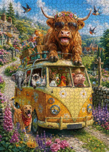 Funny Animal Road Trip Adventure Jigsaw Puzzle