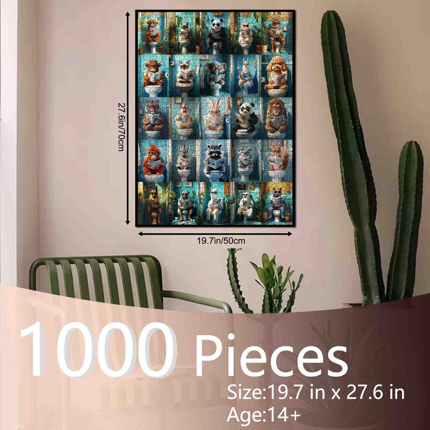 Funny Animals Bathroom Reading Jigsaw Puzzle