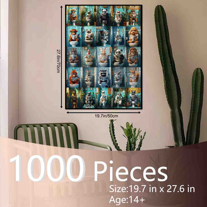 Funny Animals Bathroom Reading Jigsaw Puzzle