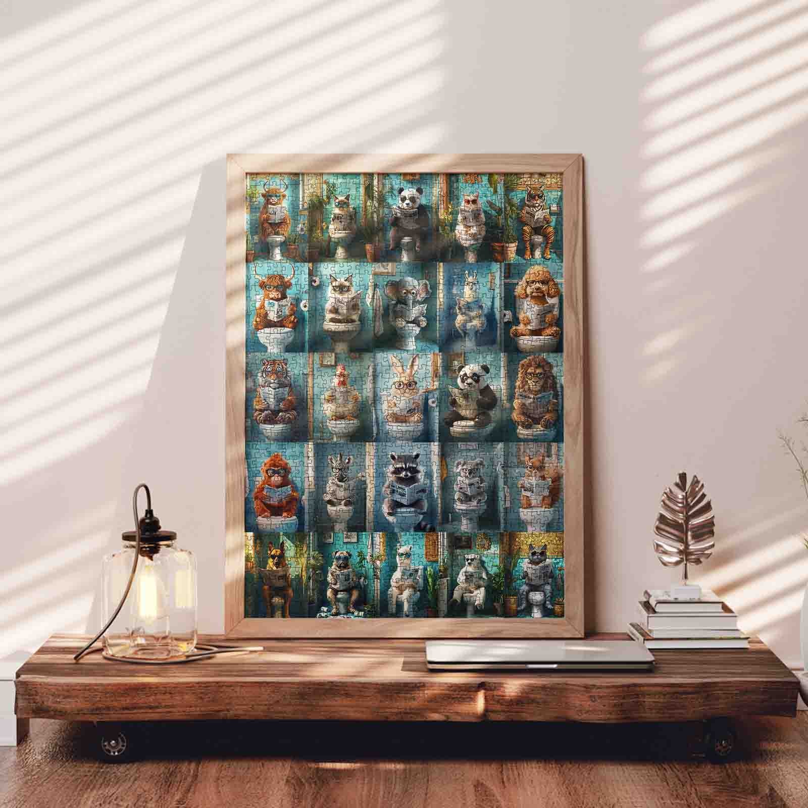 Funny Animals Bathroom Reading Jigsaw Puzzle