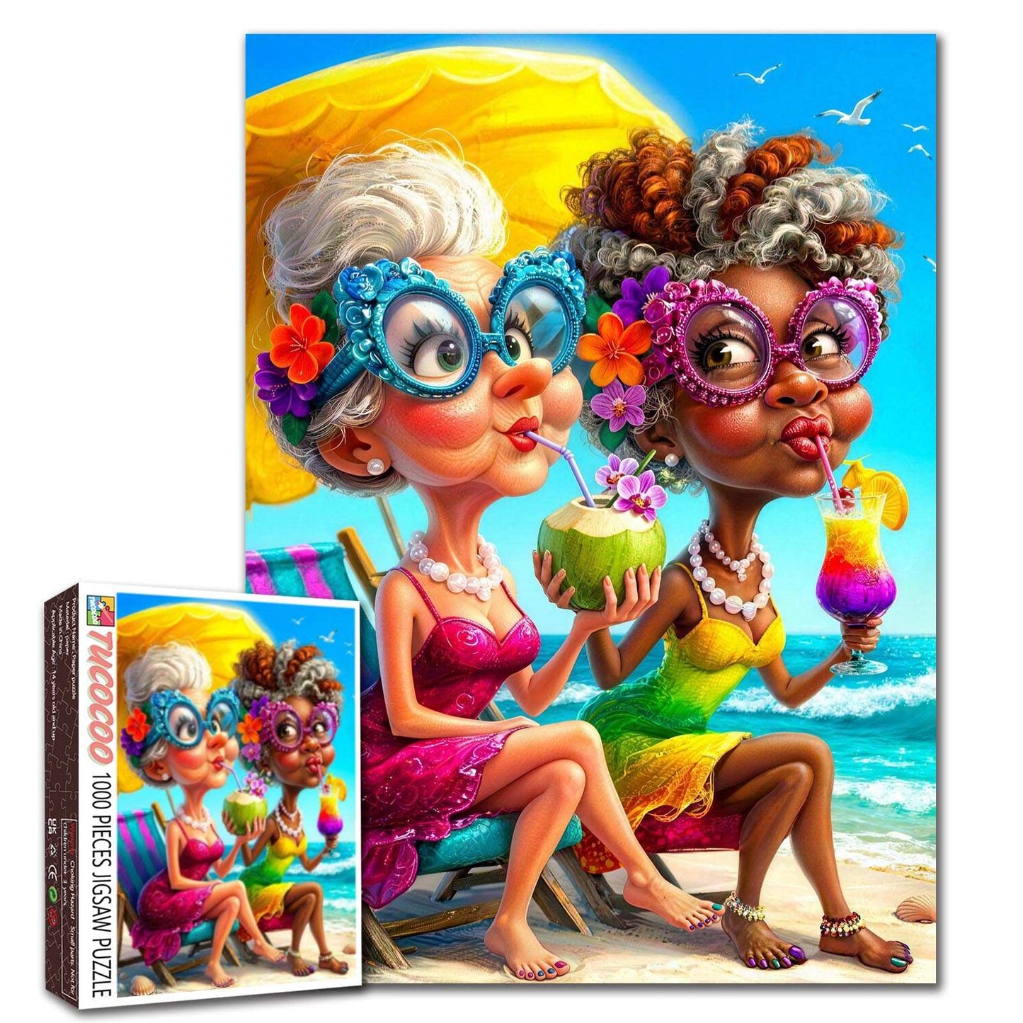 Funny Beach Besties Grandmas Jigsaw Puzzle