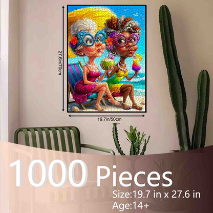 Funny Beach Besties Grandmas Jigsaw Puzzle
