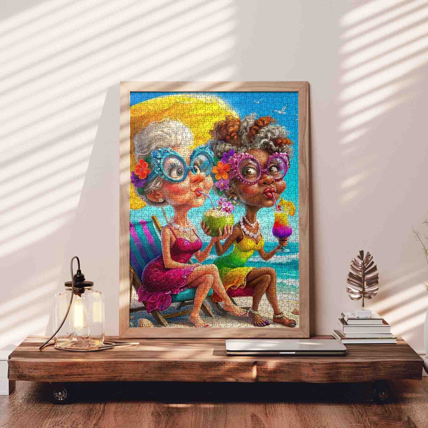 Funny Beach Besties Grandmas Jigsaw Puzzle