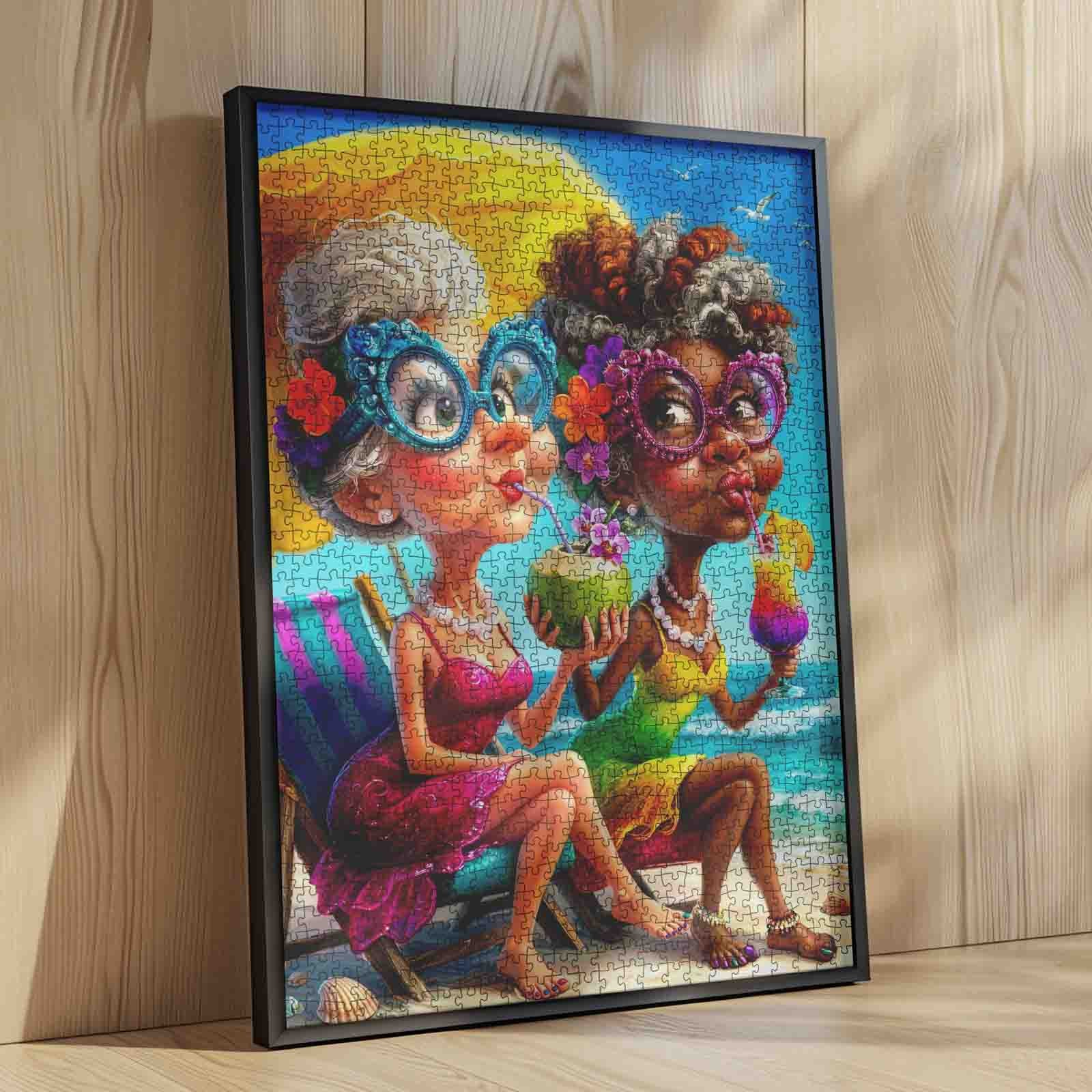 Funny Beach Besties Grandmas Jigsaw Puzzle