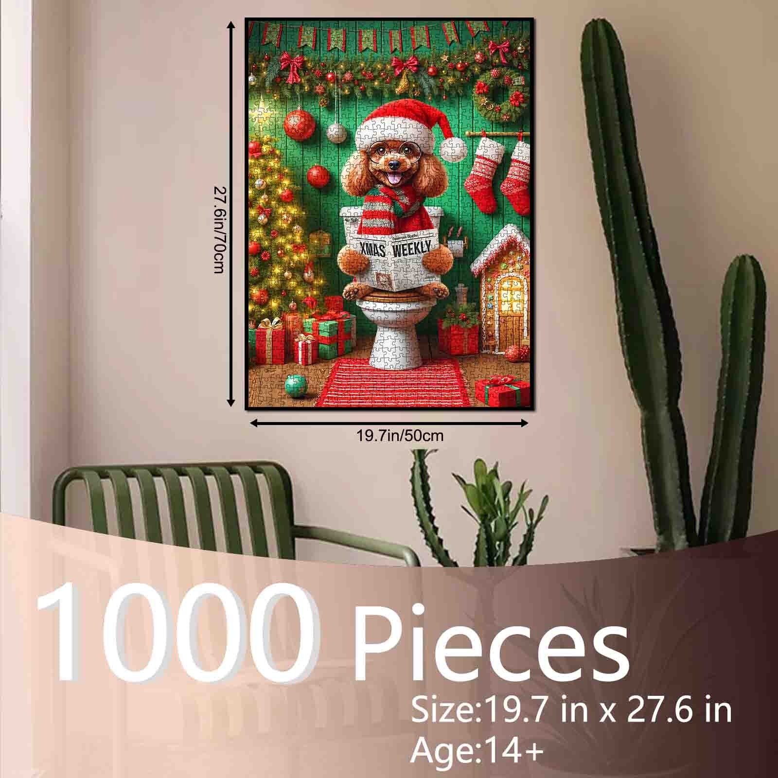 Funny Christmas Dog Reading Newspaper Jigsaw Puzzle