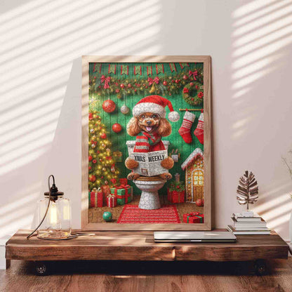 Funny Christmas Dog Reading Newspaper Jigsaw Puzzle