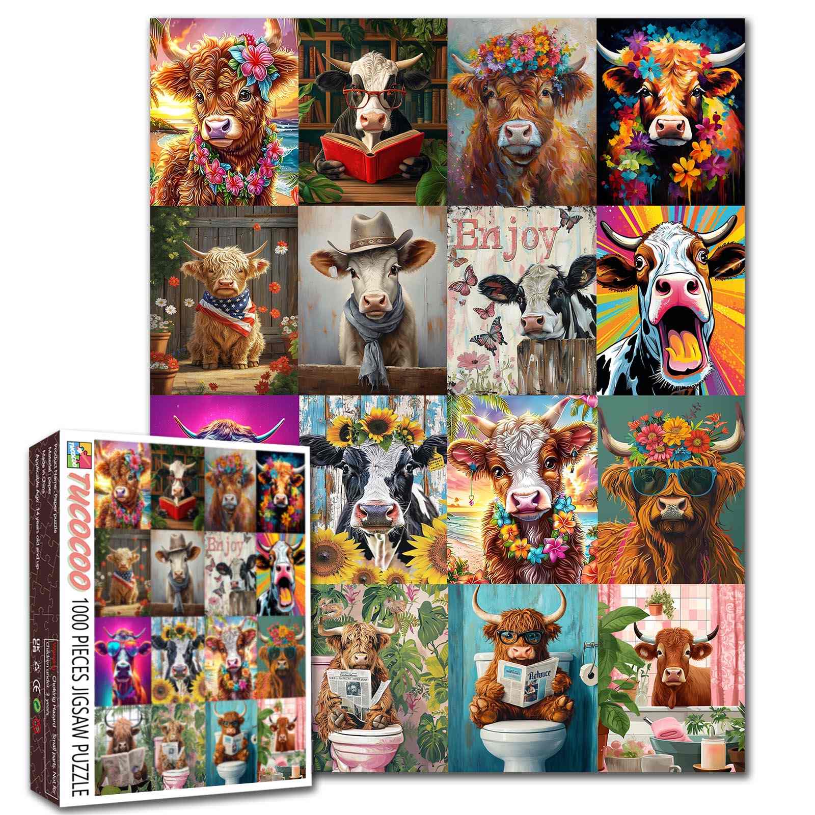 Funny Cow Portrait Collection Jigsaw Puzzle