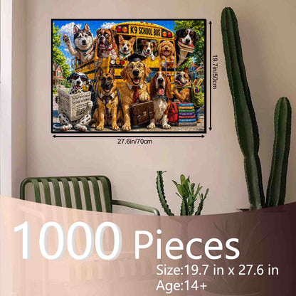 Funny Dogs School Bus Adventure Jigsaw Puzzle
