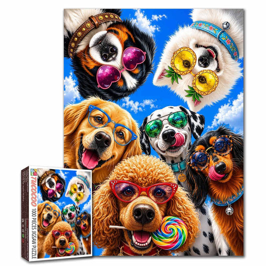 Funny Dogs in Colorful Sunglasses Jigsaw Puzzle