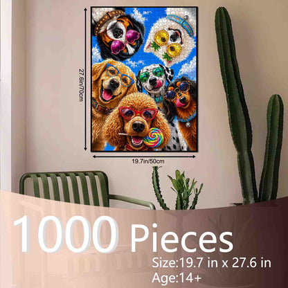 Funny Dogs in Colorful Sunglasses Jigsaw Puzzle