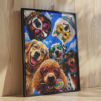 Funny Dogs in Colorful Sunglasses Jigsaw Puzzle