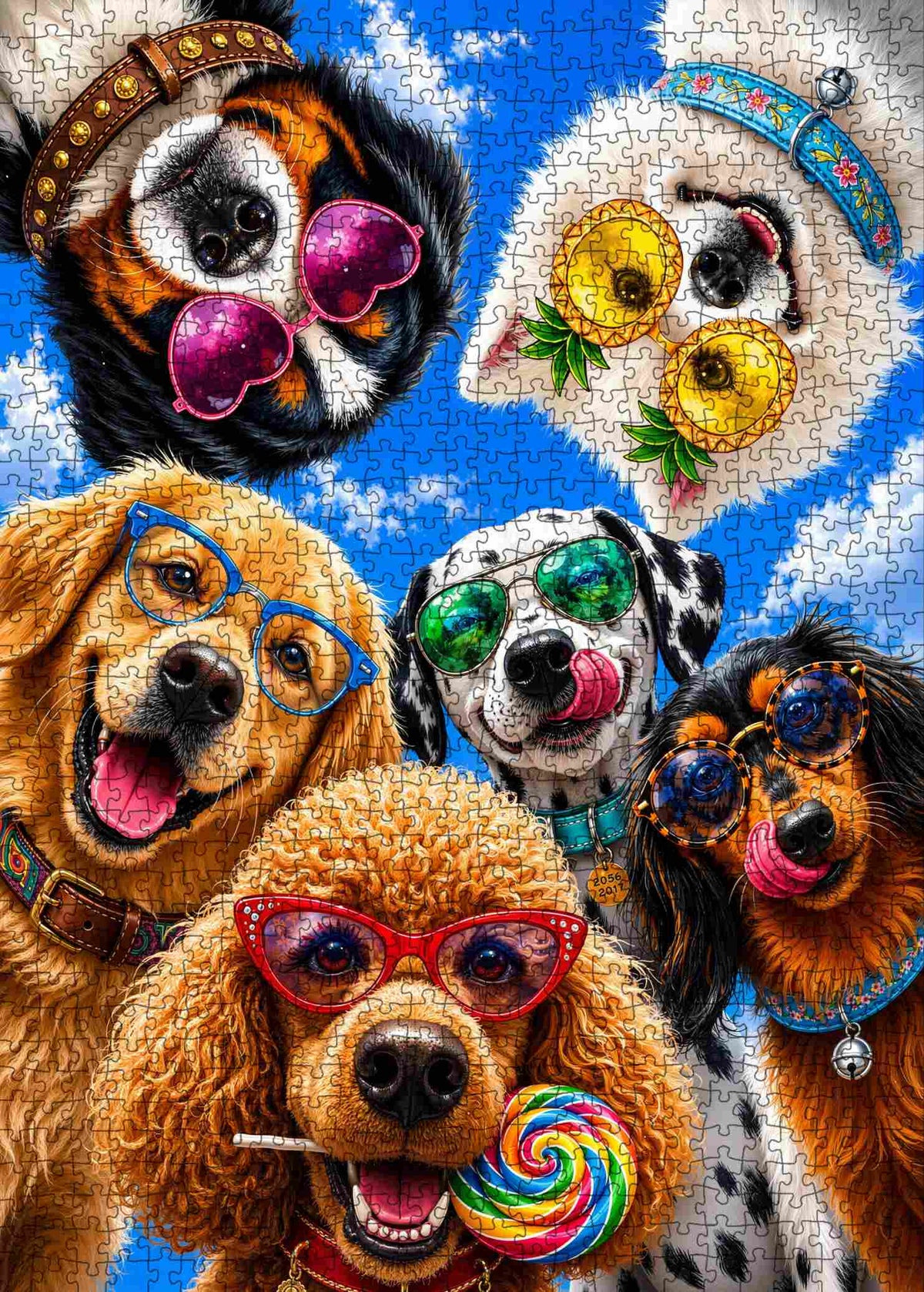 Funny Dogs in Colorful Sunglasses Jigsaw Puzzle