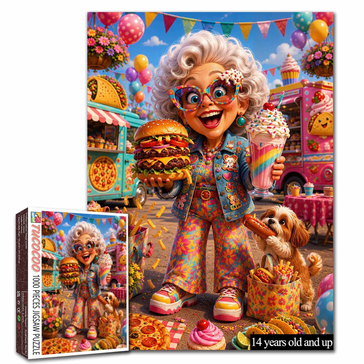 Funny Grandma Food Truck Party Jigsaw Puzzle