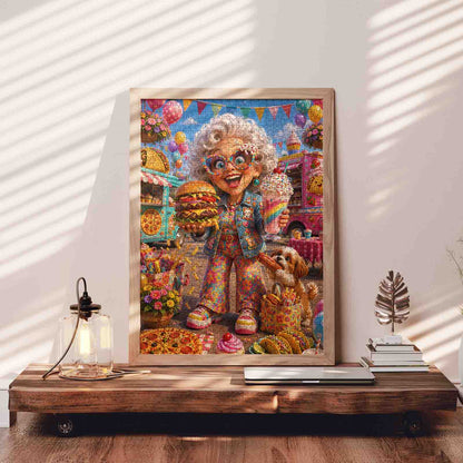 Funny Grandma Food Truck Party Jigsaw Puzzle