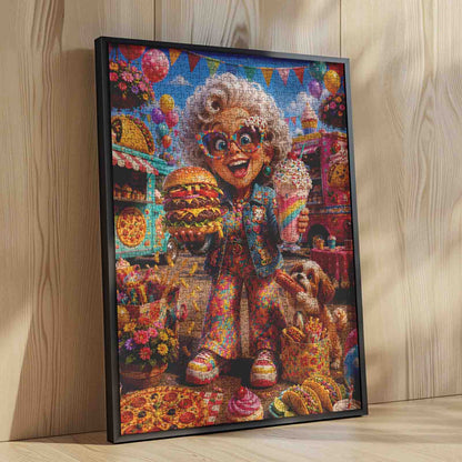 Funny Grandma Food Truck Party Jigsaw Puzzle