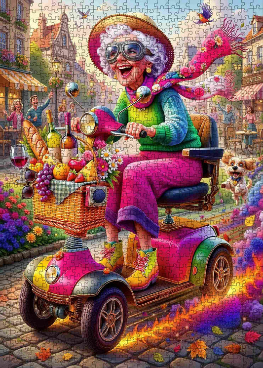Funny Grandma Scooter Adventure Jigsaw Puzzle