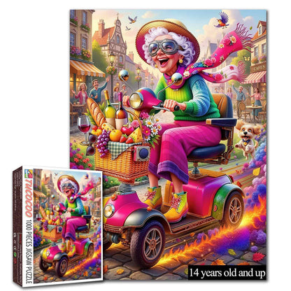 Funny Grandma Scooter Adventure Jigsaw Puzzle