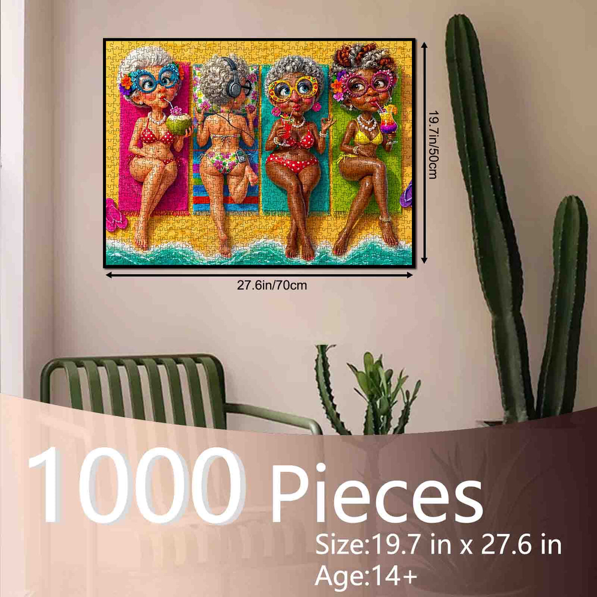 Funny Grandmas Summer Beach Party Jigsaw Puzzle