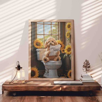 Funny Puppy Reading the News Jigsaw Puzzle