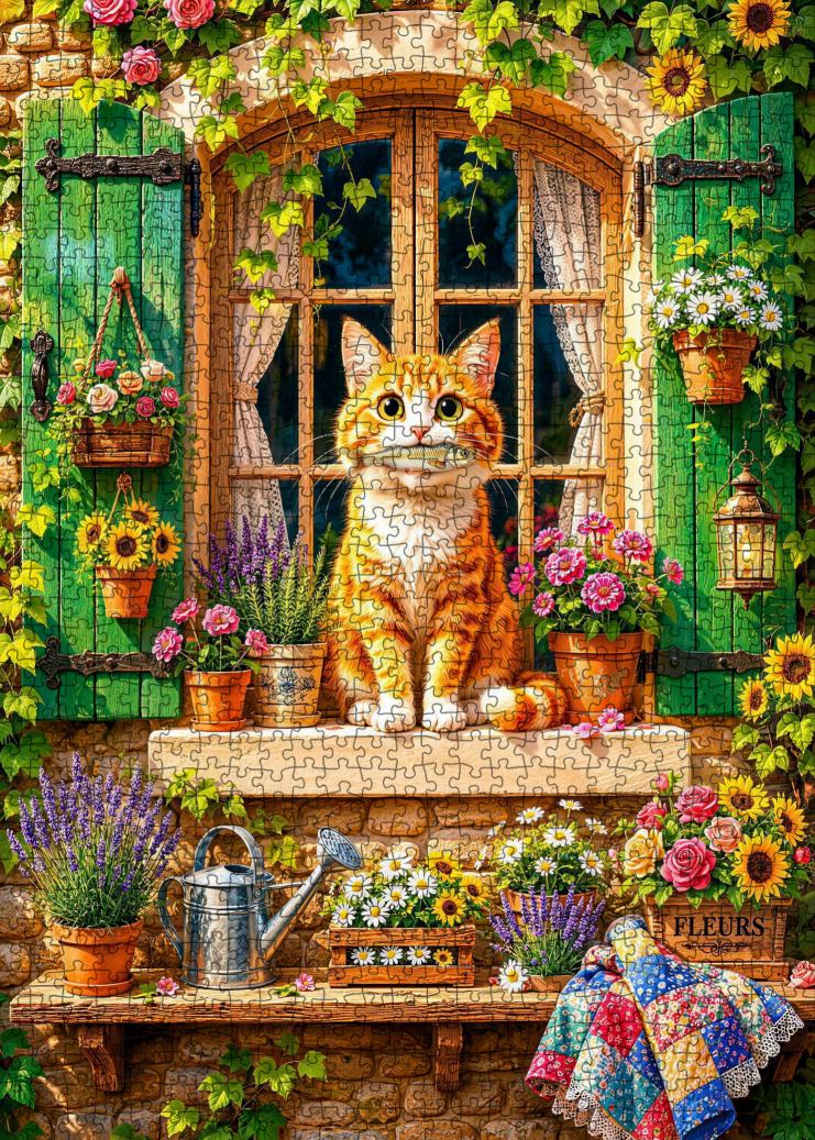 Garden Cat at Green Shutters Jigsaw Puzzle