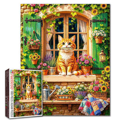 Garden Cat at Green Shutters Jigsaw Puzzle