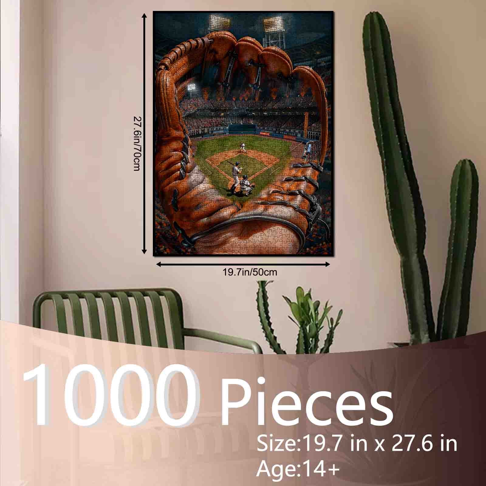 Giant Glove Night Baseball Jigsaw Puzzle