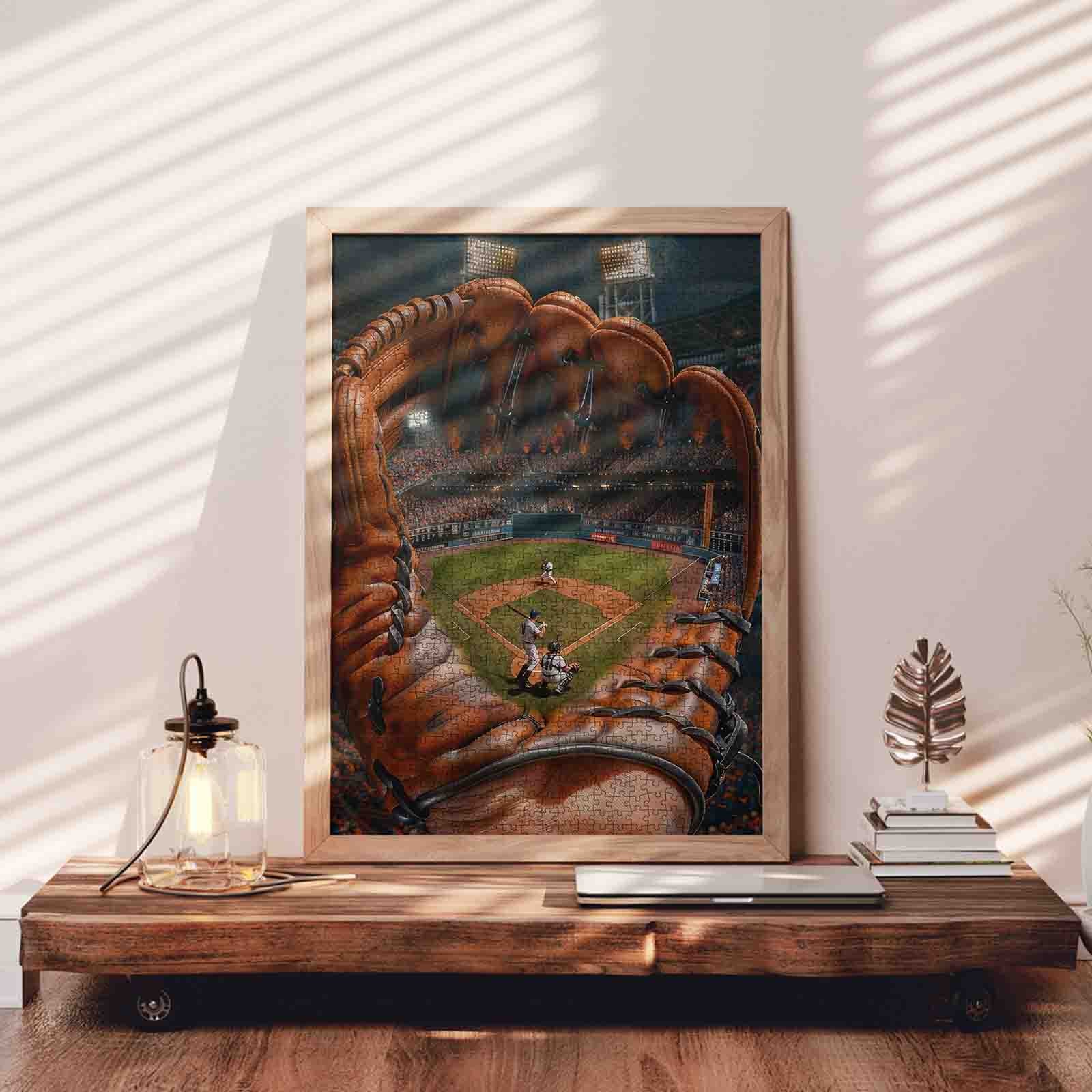 Giant Glove Night Baseball Jigsaw Puzzle