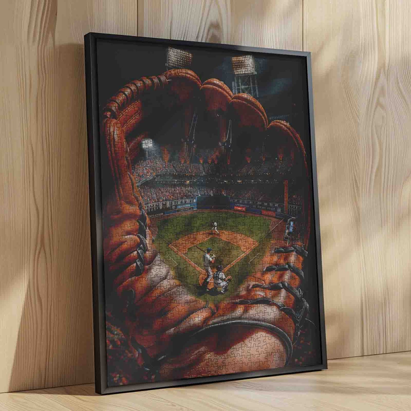 Giant Glove Night Baseball Jigsaw Puzzle