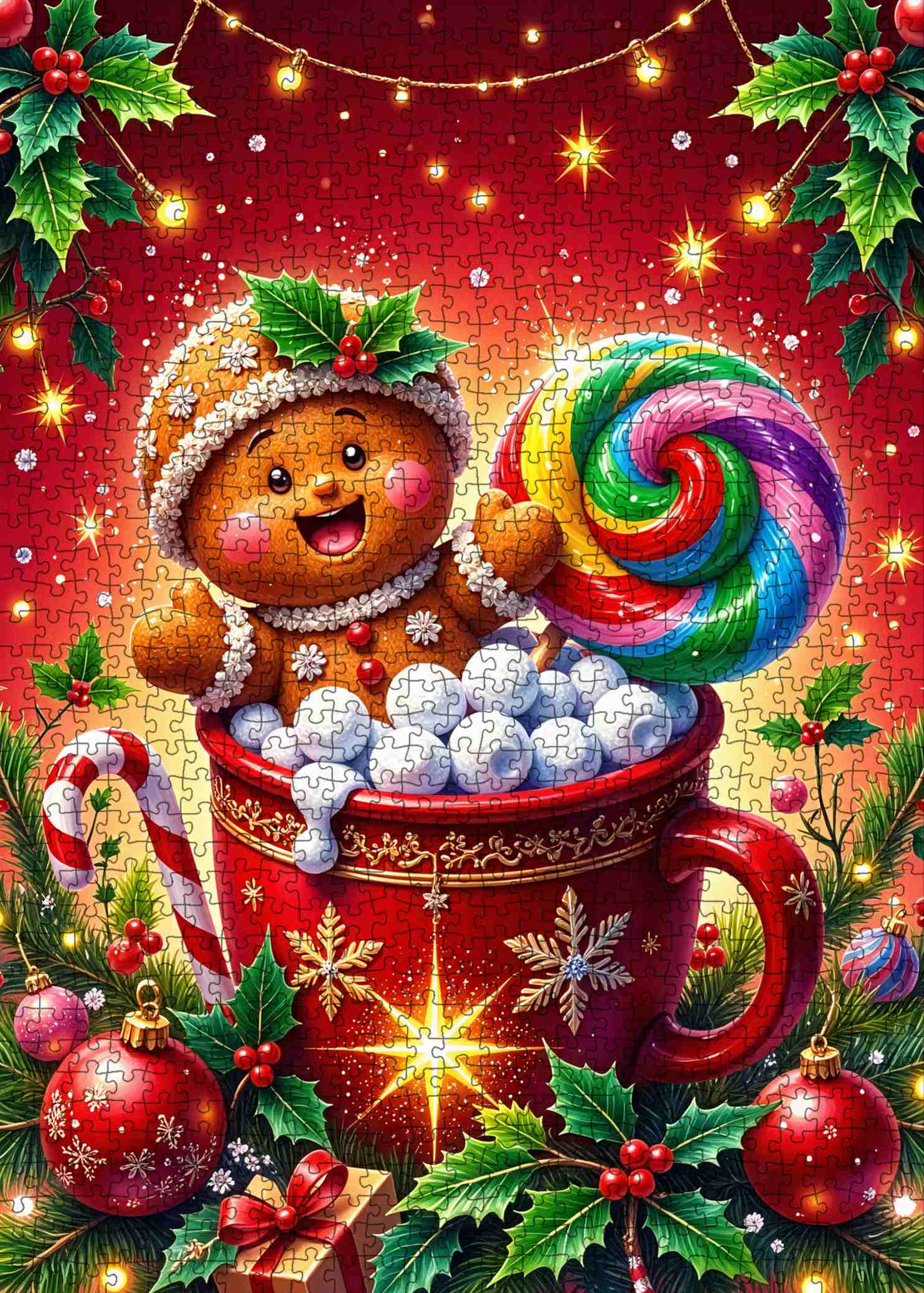 Gingerbread Joy in Christmas Cup Jigsaw Puzzle
