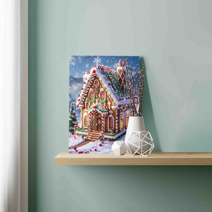 Gingerbread House in Snow Paint by Numbers