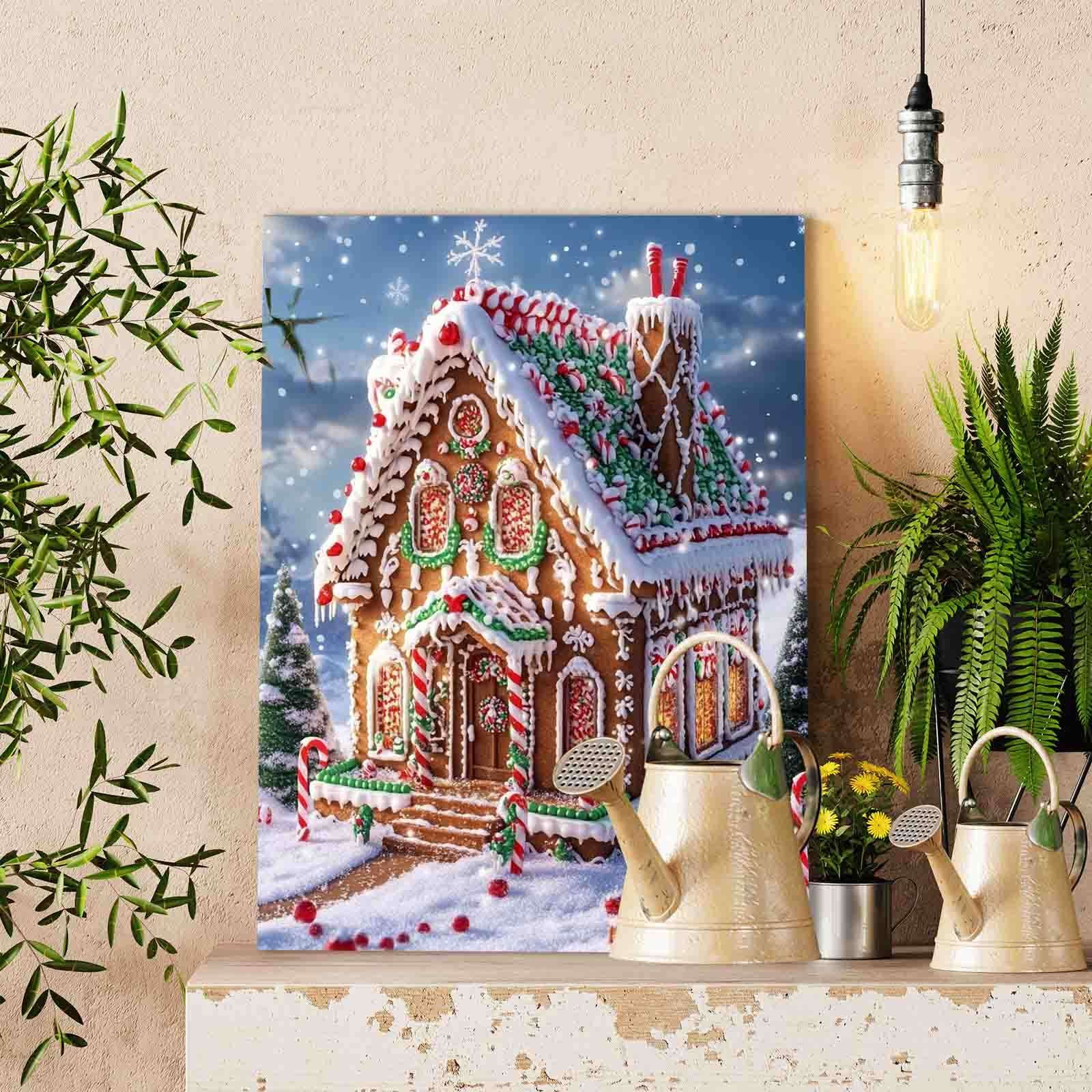 Gingerbread House in Snow Paint by Numbers