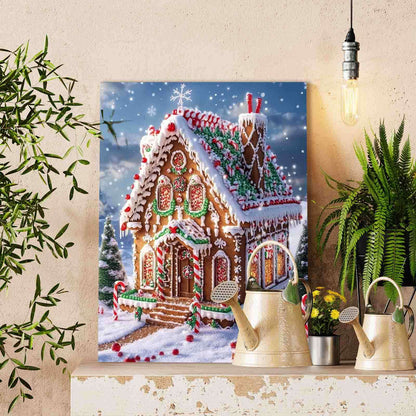 Gingerbread House in Snow Paint by Numbers