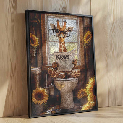 Giraffe Reading Newspaper Jigsaw Puzzle