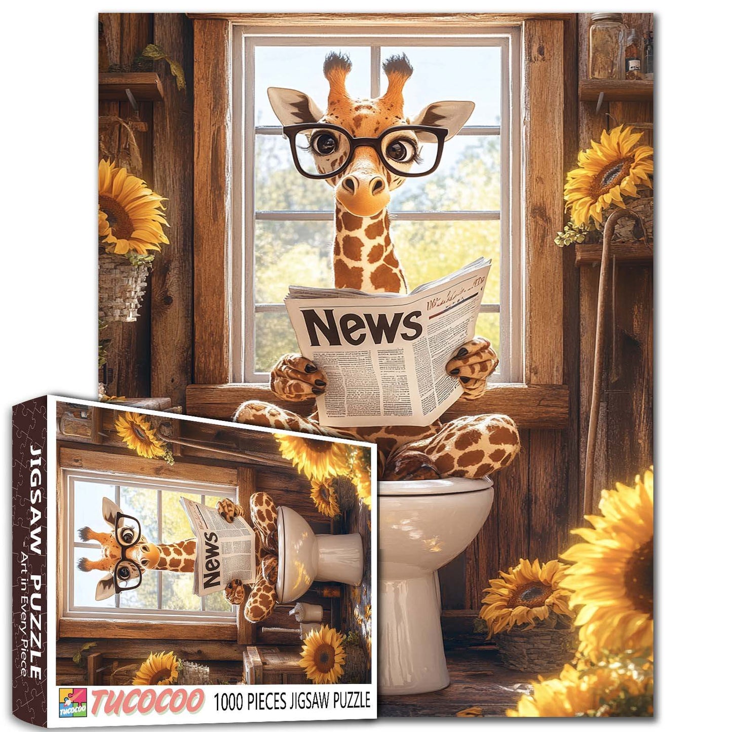 Giraffe Reading Newspaper Jigsaw Puzzle