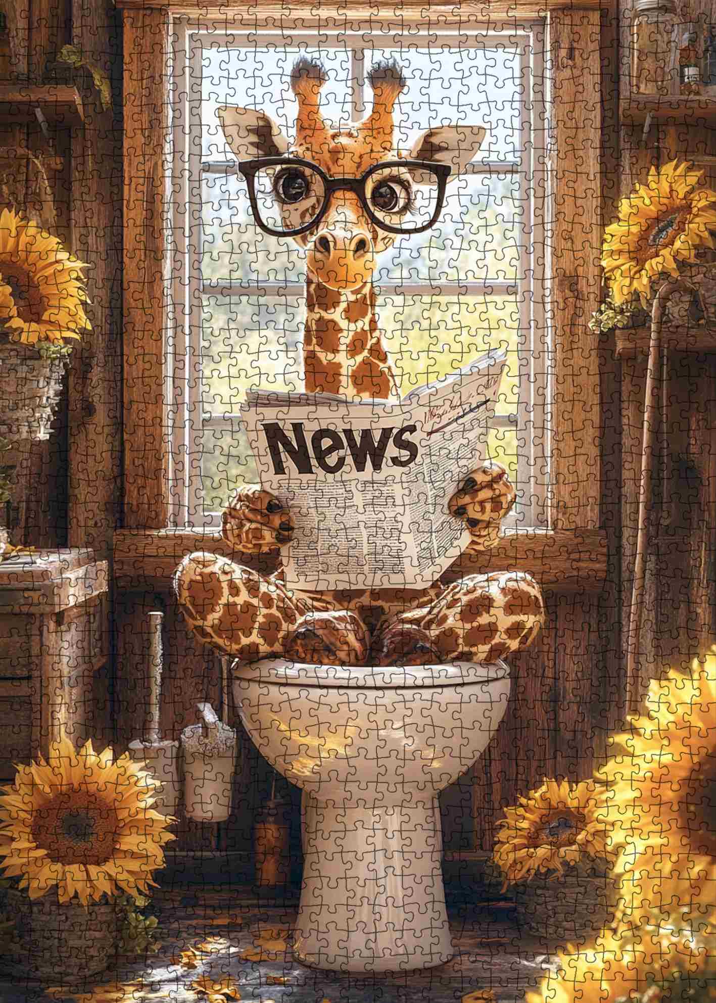 Giraffe Reading Newspaper Jigsaw Puzzle