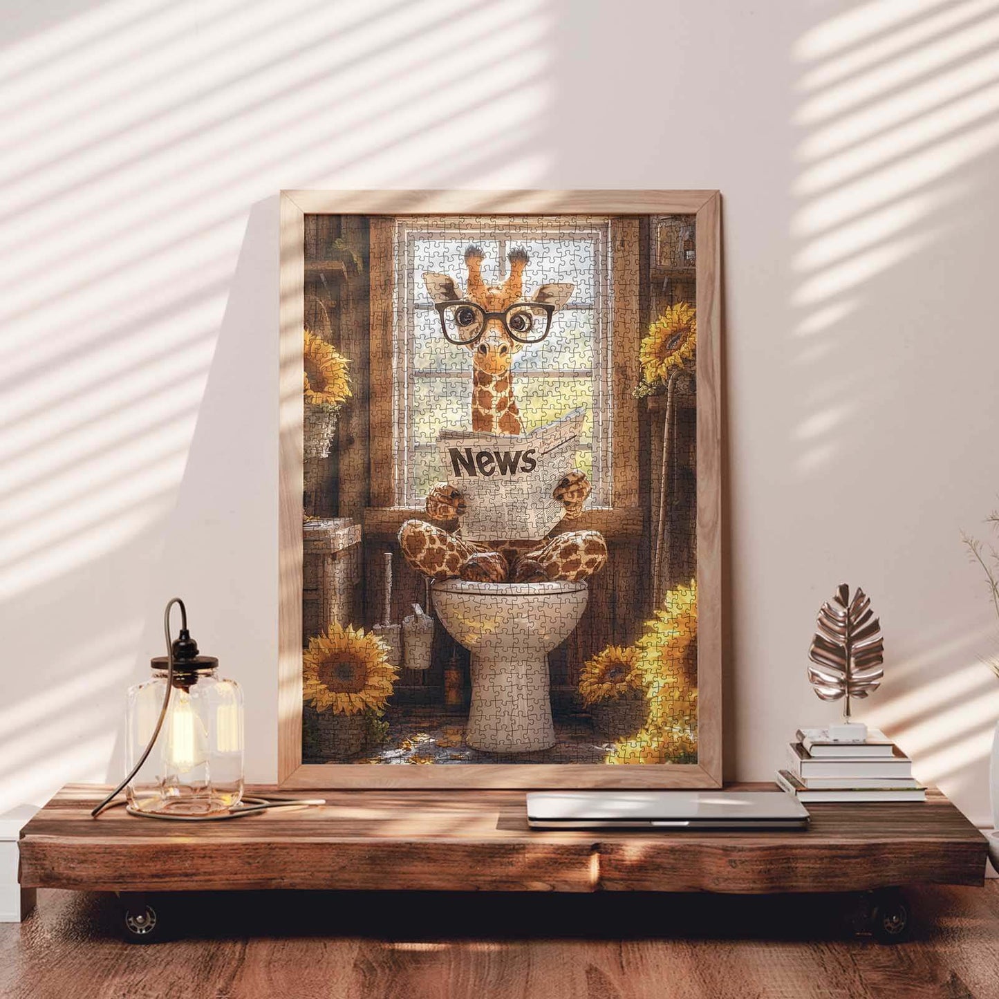 Giraffe Reading Newspaper Jigsaw Puzzle