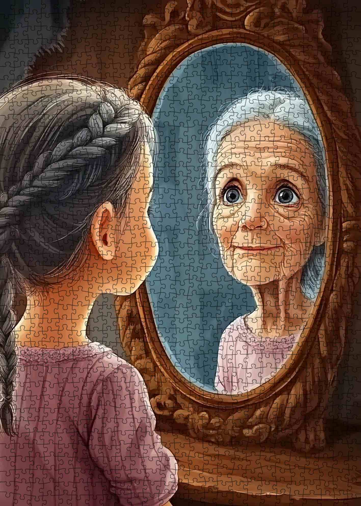 Girl Reflecting Future Self Jigsaw Puzzle