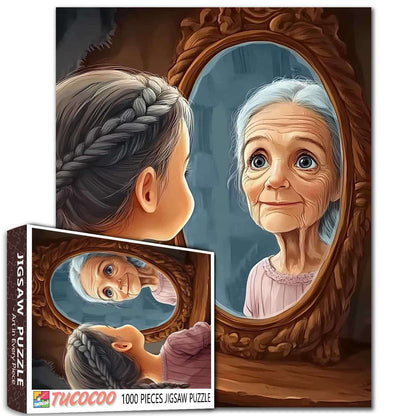 Girl Reflecting Future Self Jigsaw Puzzle