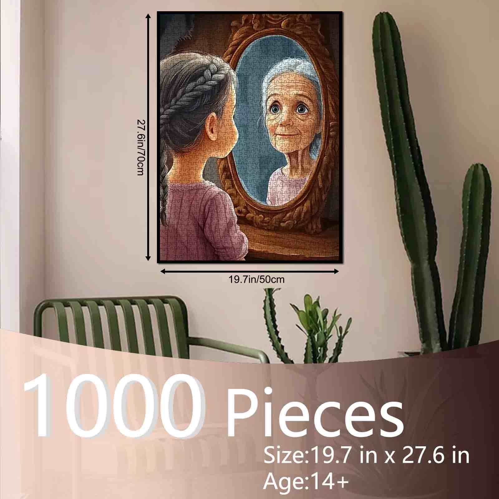 Girl Reflecting Future Self Jigsaw Puzzle