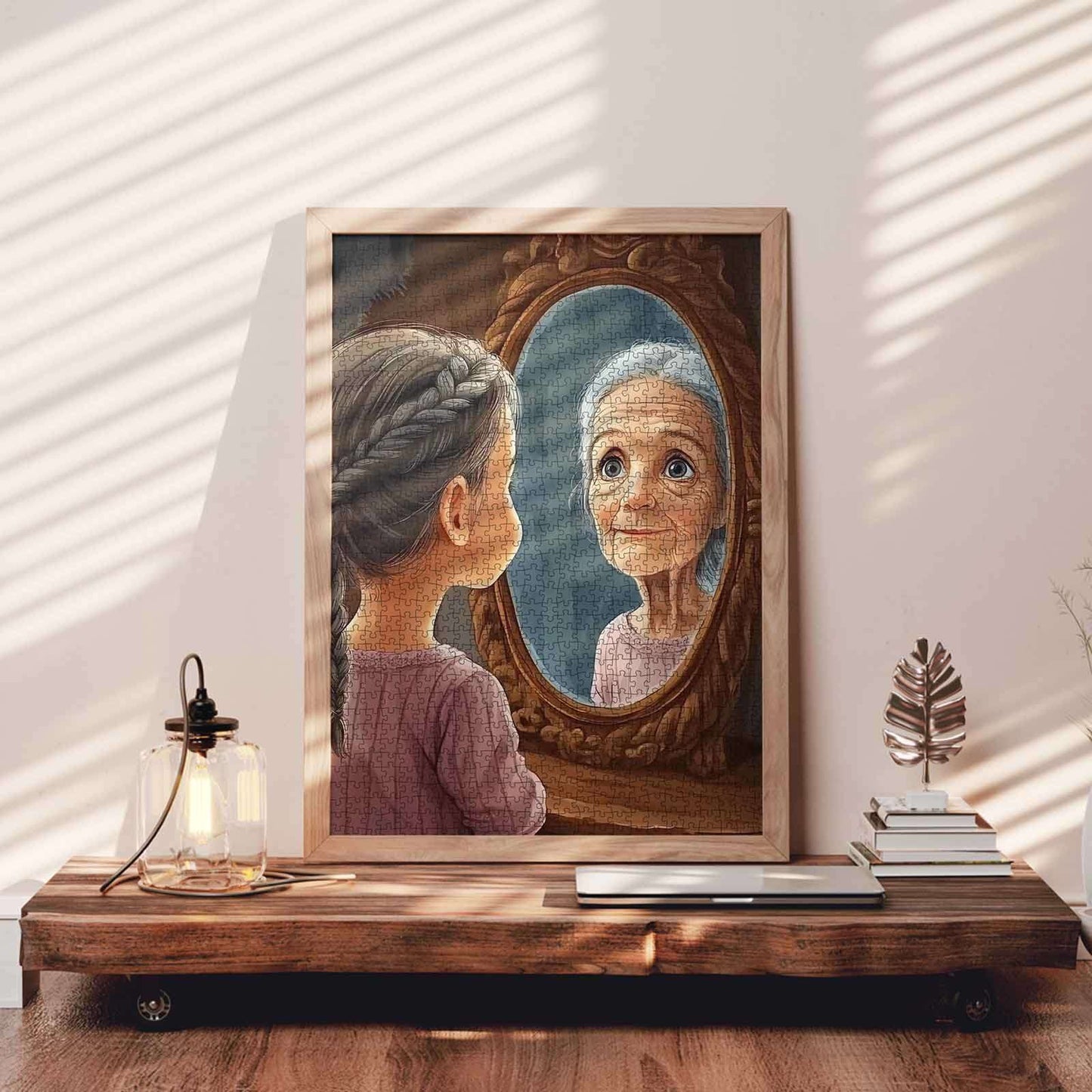 Girl Reflecting Future Self Jigsaw Puzzle