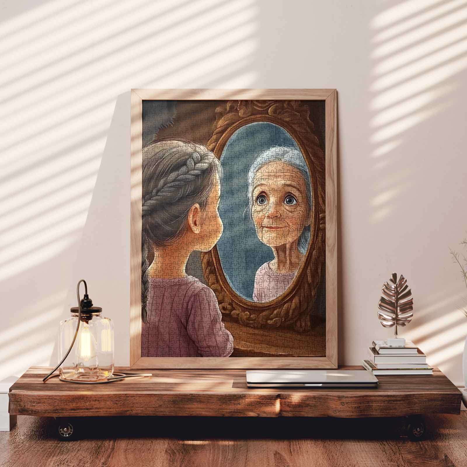 Girl Reflecting Future Self Jigsaw Puzzle