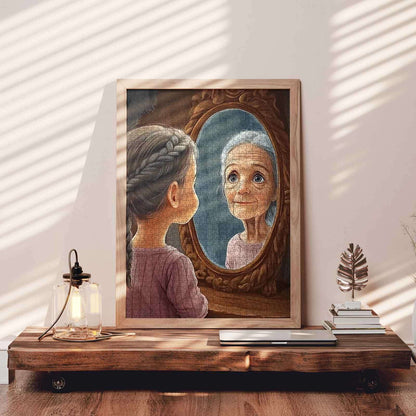 Girl Reflecting Future Self Jigsaw Puzzle