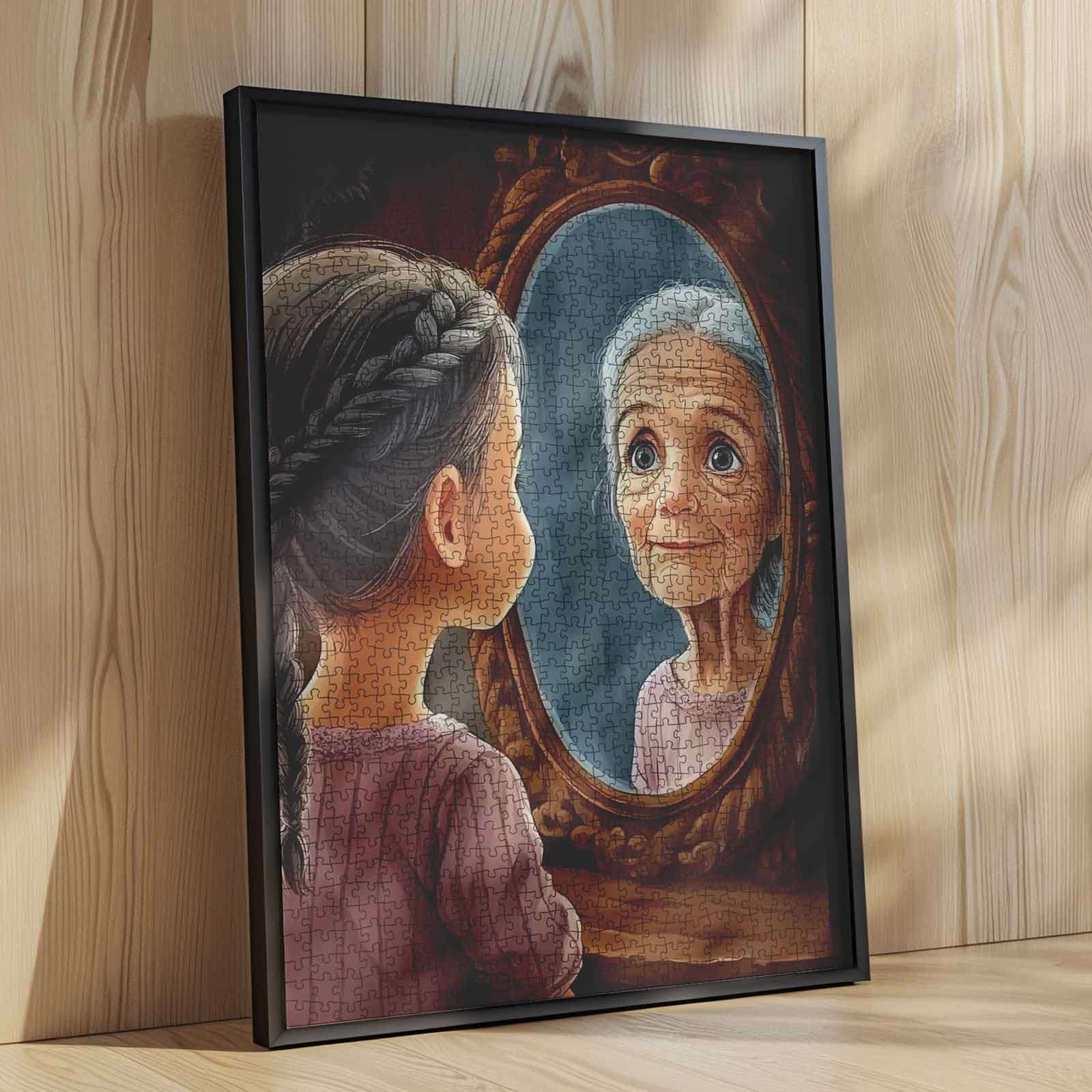 Girl Reflecting Future Self Jigsaw Puzzle