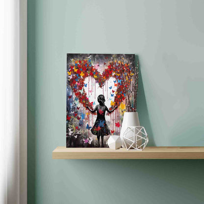 Girl in Butterfly Heart Paint by Numbers