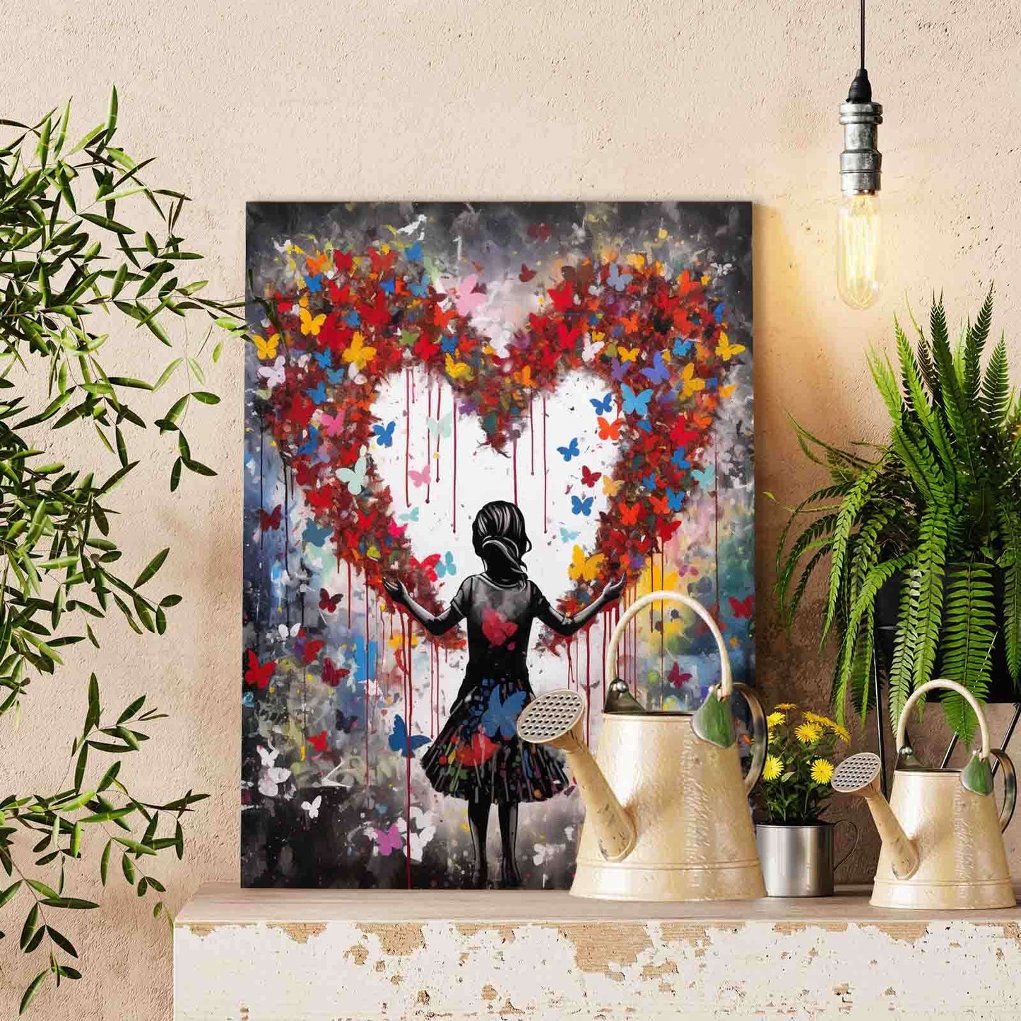 Girl in Butterfly Heart Paint by Numbers