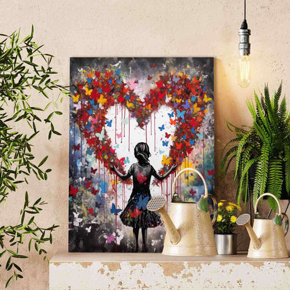 Girl in Butterfly Heart Paint by Numbers