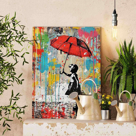 Girl under Red Umbrella Paint by Numbers